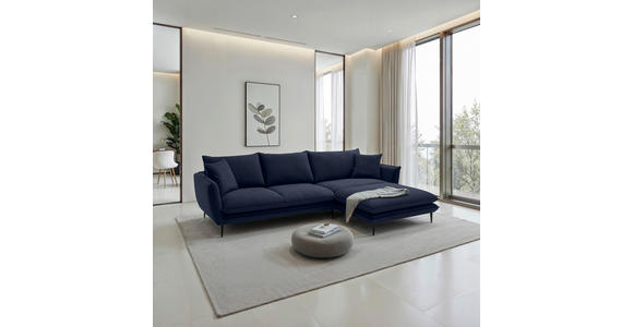 ECKSOFA  in Webstoff Dunkelblau  304/196 cm  - Schwarz/Dunkelblau, KONVENTIONELL, Textil/Metall (304/196cm) - Hom`in