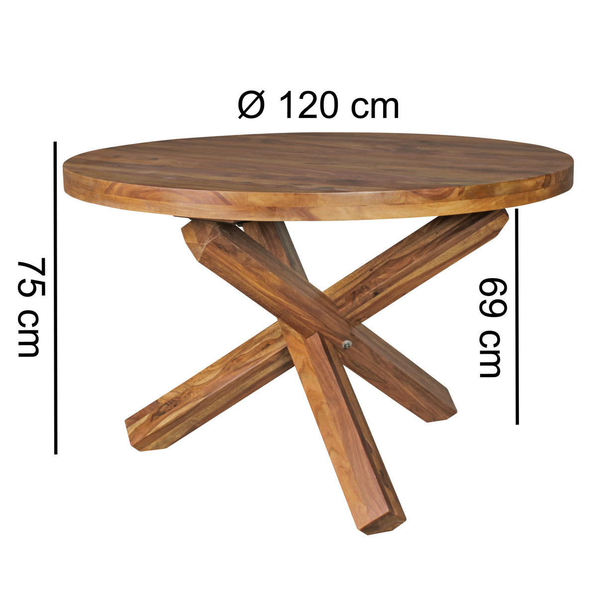 ESSTISCH in Holz 120/120/75 cm  - Sheeshamfarben, Design, Holz (120/120/75cm) - MID.YOU