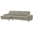 ECKSOFA in Webstoff Hellgrau  - Hellgrau/Schwarz, LIFESTYLE, Textil/Metall (180/310cm) - Valnatura