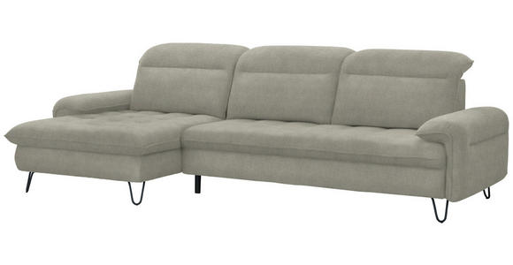 ECKSOFA in Webstoff Hellgrau  - Hellgrau/Schwarz, LIFESTYLE, Textil/Metall (180/310cm) - Valnatura