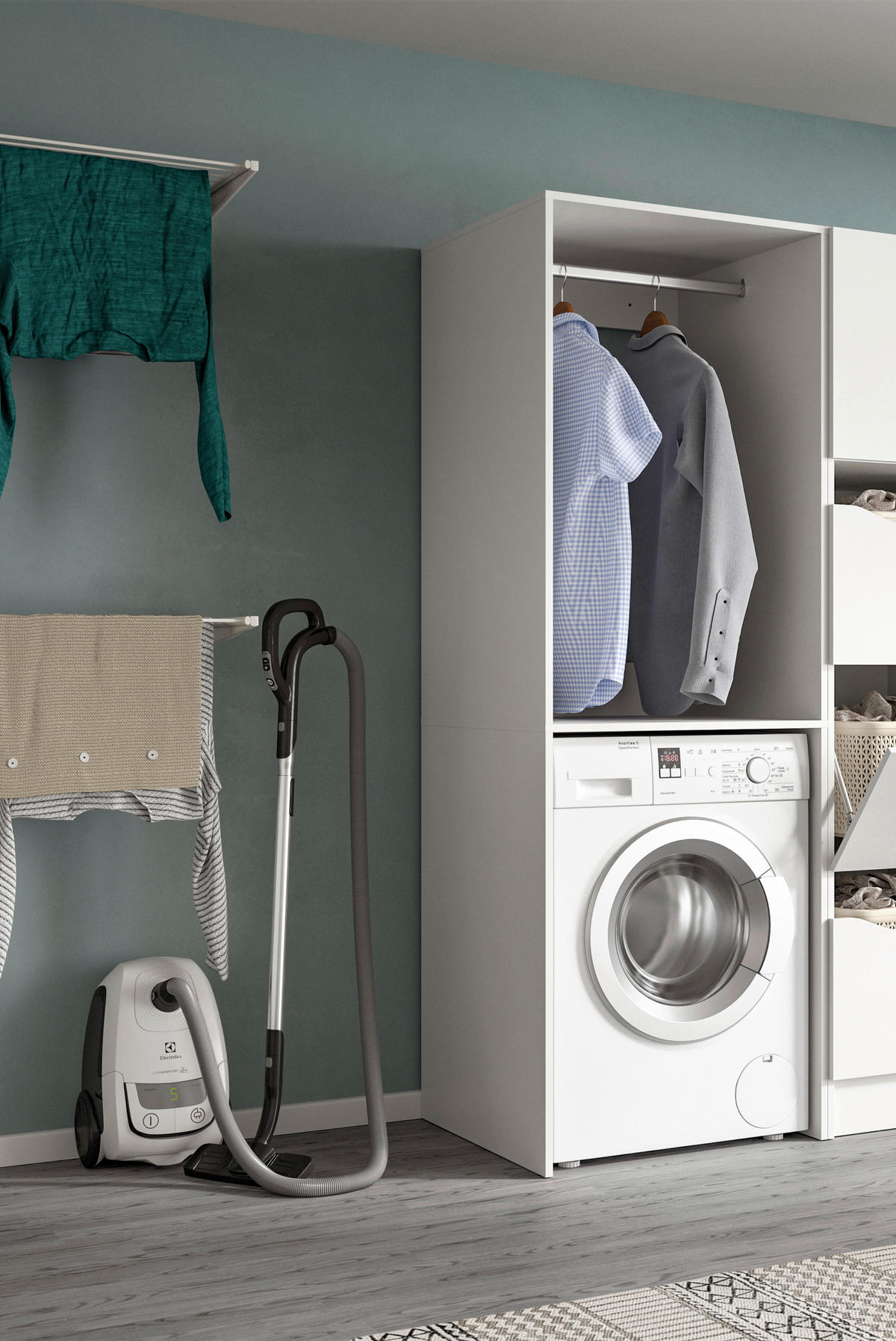 WASCHMASCHINENSCHRANK 66/195/60 cm  in Weiß  - Weiß, Basics, Holzwerkstoff/Kunststoff (66/195/60cm) - MID.YOU