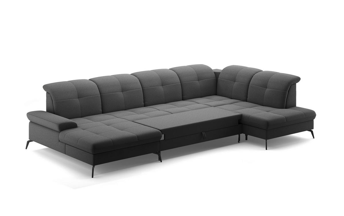 WOHNLANDSCHAFT in Flachgewebe Dunkelgrau  - Dunkelgrau/Schwarz, Konventionell, Textil/Metall (185/357/231cm) - Sit & More