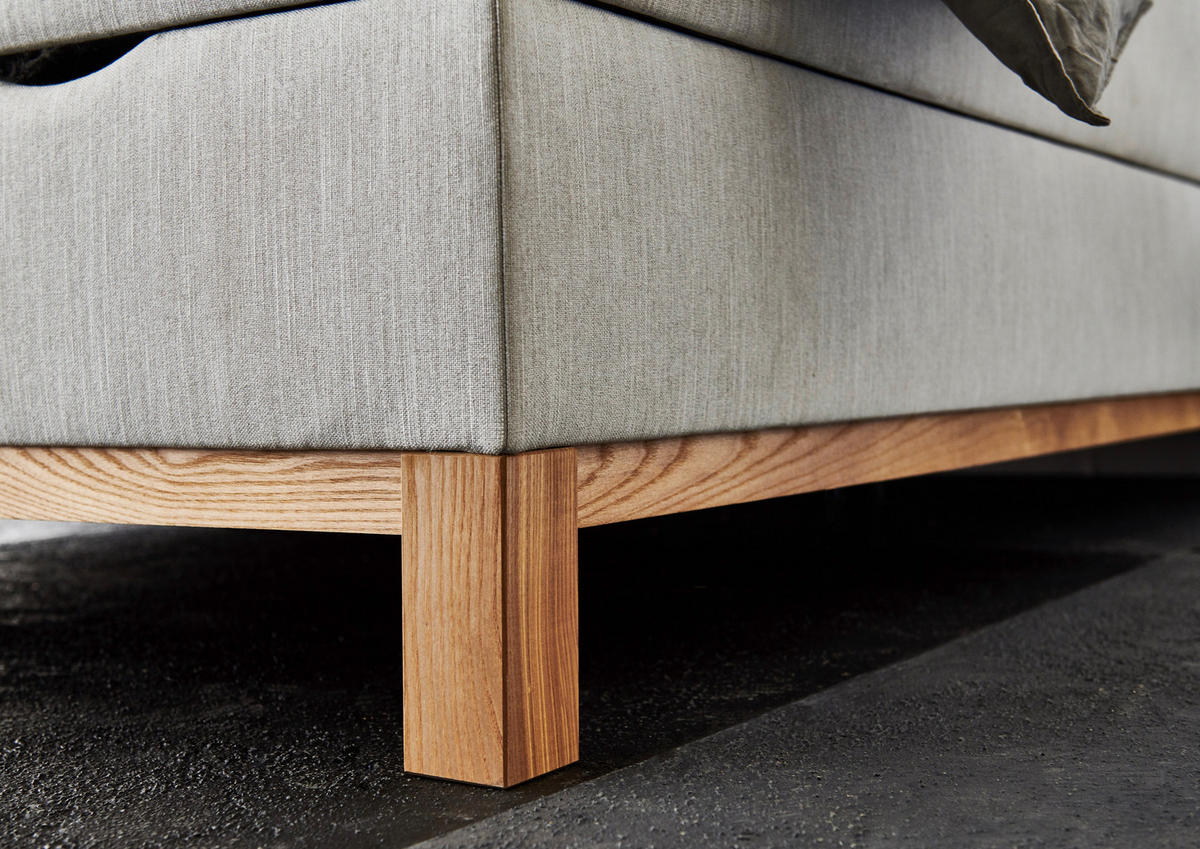 BOXBETT 120/200 cm  in Hellgrau  - Eichefarben/Hellgrau, MODERN, Textil (120/200cm) - Livetastic