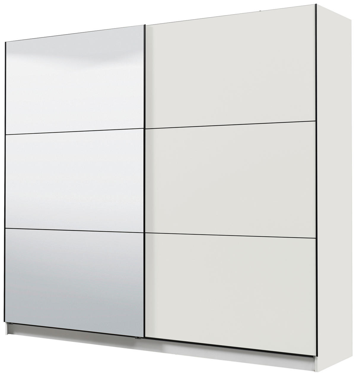 SCHWEBETÜRENSCHRANK 217/210/62,5 cm 2-türig Weiß  - Schwarz/Weiß, Basics, Glas/Holzwerkstoff (217/210/62,5cm) - Xora