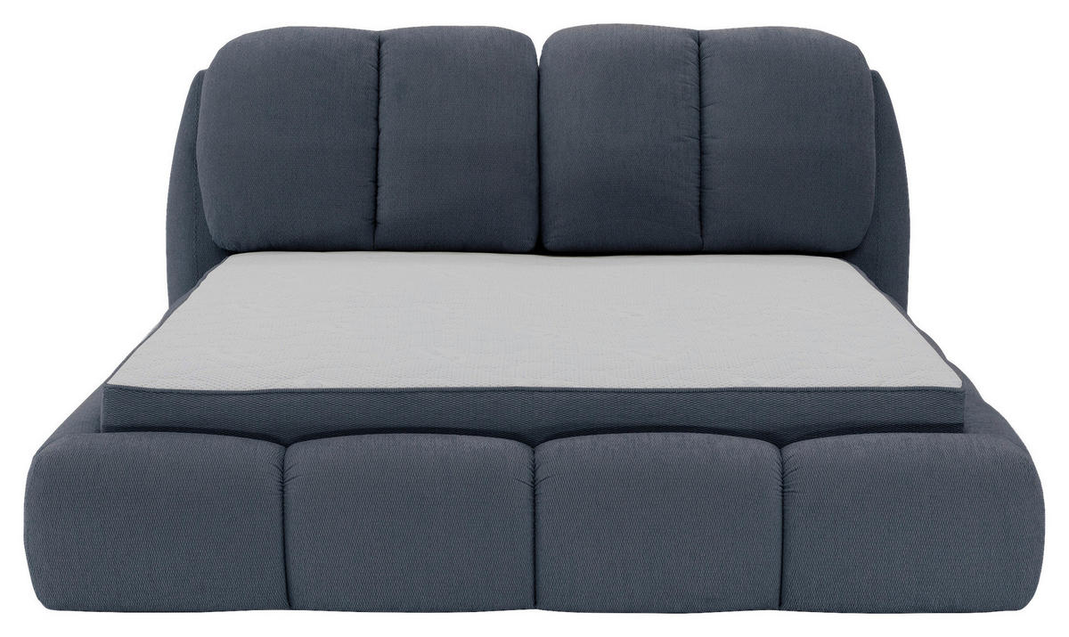 POLSTERBETT 180/200 cm,  in Blau, gepolstertes Kopfteil, Lattenrost, Bettkasten,  - Blau/Schwarz, Design, Holz/Kunststoff (180/200cm) - Chameo