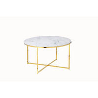 COUCHTISCH 80/80/45 cm rund Weiß, Goldfarben  - Goldfarben/Weiß, Design, Glas/Metall (80/80/45cm) - Livetastic