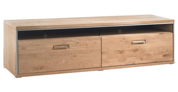 TV-ELEMENT 184/51/52 cm - Hellbraun/Edelstahlfarben, KONVENTIONELL, Glas/Holz (184/51/52cm) - Cantus