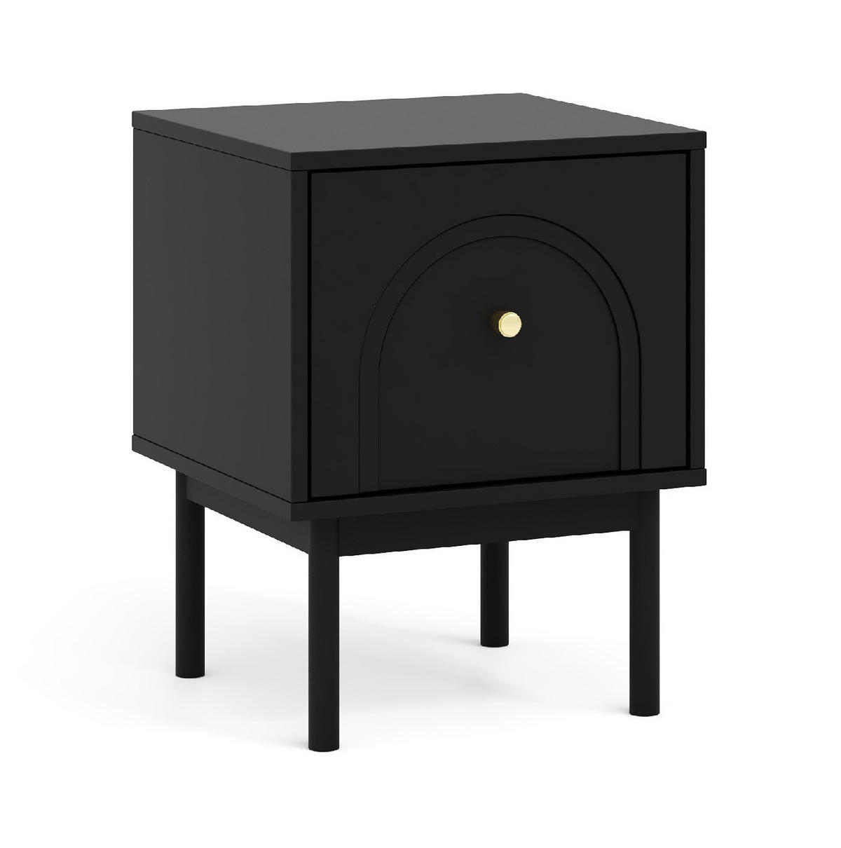 NACHTSCHRANK 41,5/53,5/39 cm  - Goldfarben/Schwarz, Design, Holzwerkstoff/Metall (41,5/53,5/39cm) - Xora