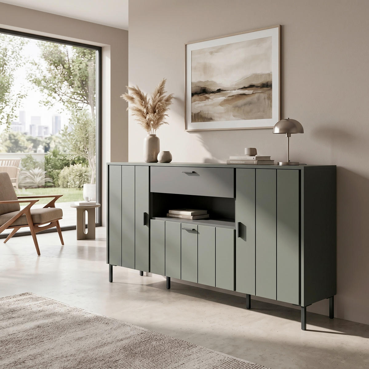 SIDEBOARD SHIRLEY 173,2/84,8/40 cm 1 Schublade(n)  - Schwarz/Grau, Design, Holzwerkstoff/Kunststoff (173,2/84,8/40cm) - Carryhome