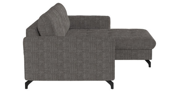 ECKSOFA in Flachgewebe, Leinenoptik Taupe  - Taupe/Schwarz, Design, Textil/Metall (242/170cm) - Xora