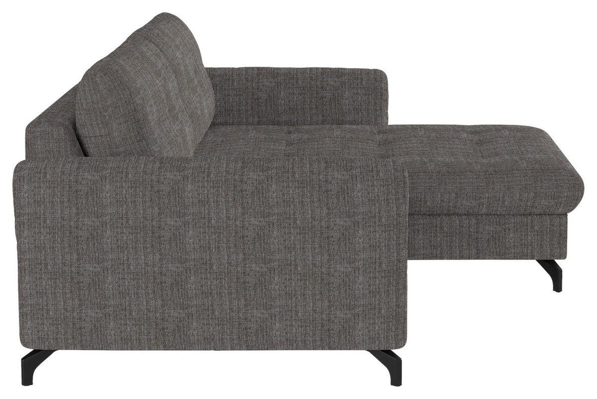 ECKSOFA in Flachgewebe, Leinenoptik Taupe  - Taupe/Schwarz, Design, Textil/Metall (242/170cm) - Xora