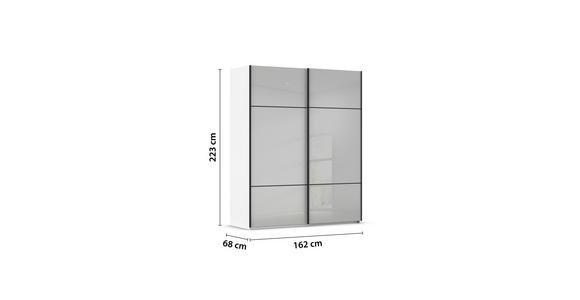 SCHWEBETÜRENSCHRANK 162/223/68 cm 2-türig Grau, Weiß - Schwarz/Weiß, KONVENTIONELL, Glas/Holzwerkstoff (162/223/68cm) - Novel