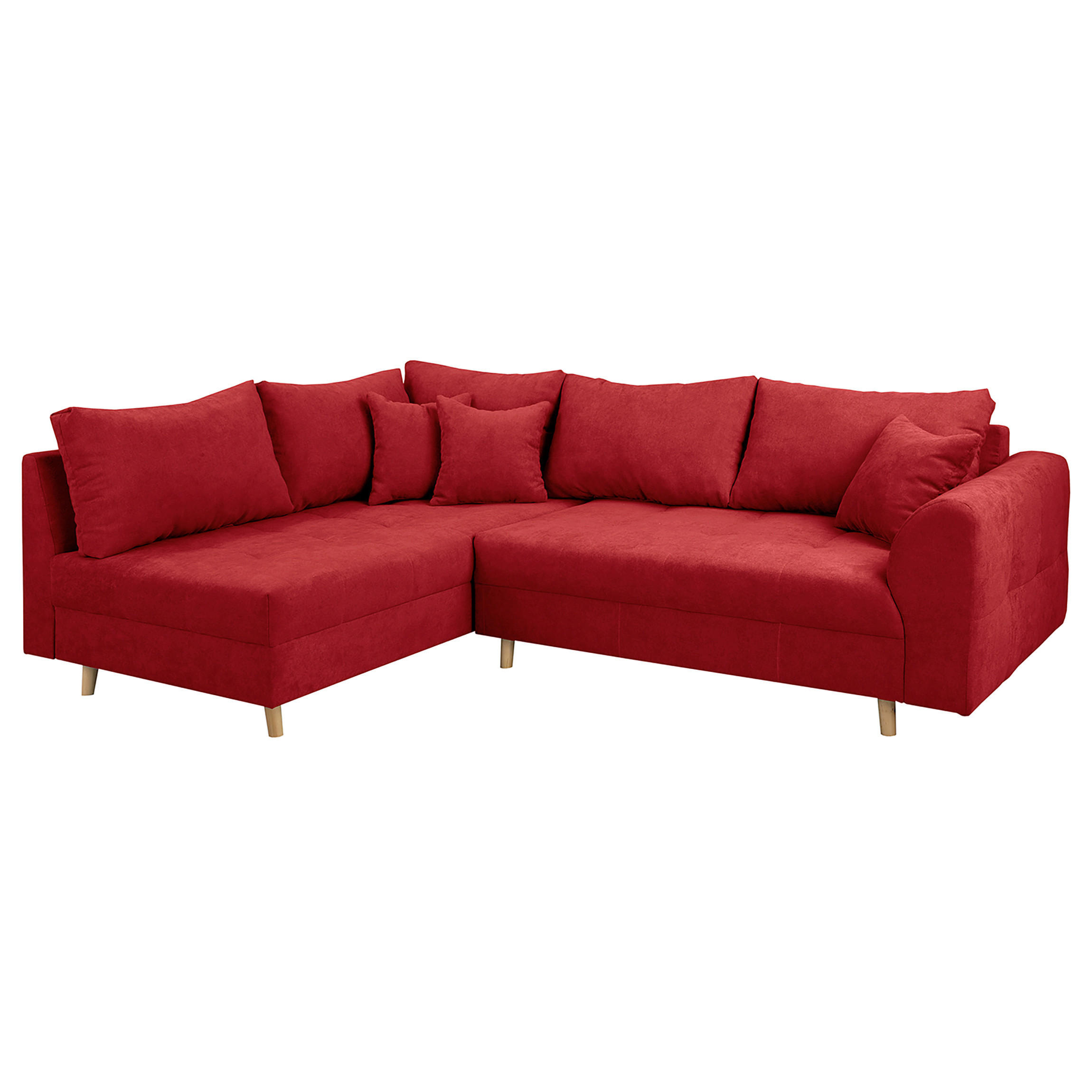 ECKSOFA Mikrofaser Rot  - Rot/Naturfarben, Design, Holz/Textil (161/231cm) - P & B