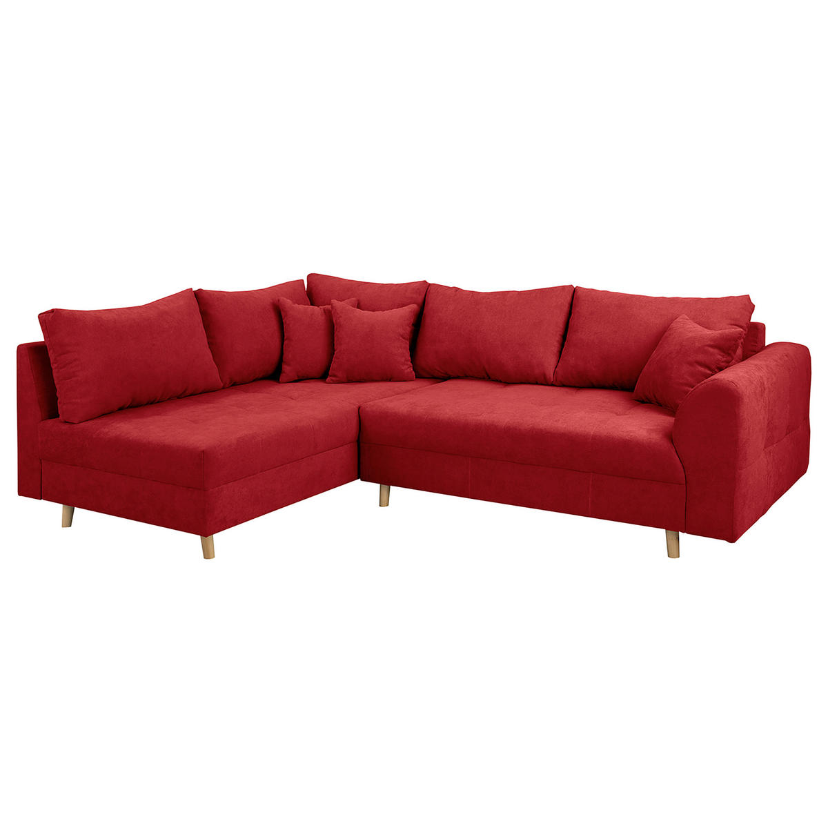 ECKSOFA Ariella in Mikrofaser Rot  161/231 cm  - Rot/Naturfarben, Design, Holz/Textil (161/231cm) - Livetastic