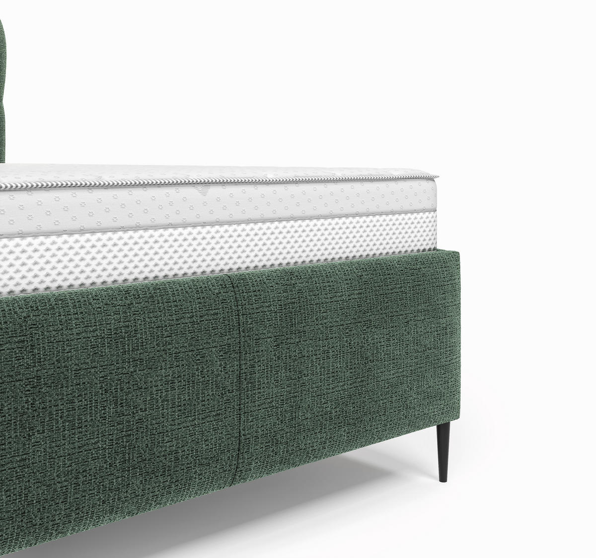 POLSTERBETT 180/200 cm,  in Grün, gepolstertes Kopfteil, Lattenrost,  - Schwarz/Bronzefarben, Design, Holz/Textil (180/200cm) - Boxxx