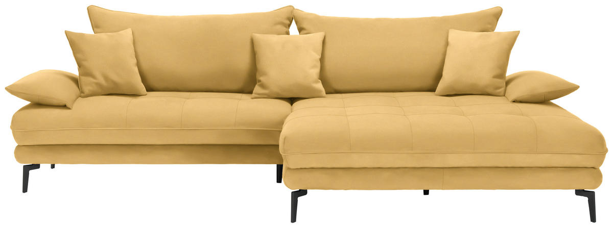 ECKSOFA in Flachgewebe Gelb  292/176 cm  - Gelb/Schwarz, MODERN, Textil/Metall (292/176cm) - Carryhome