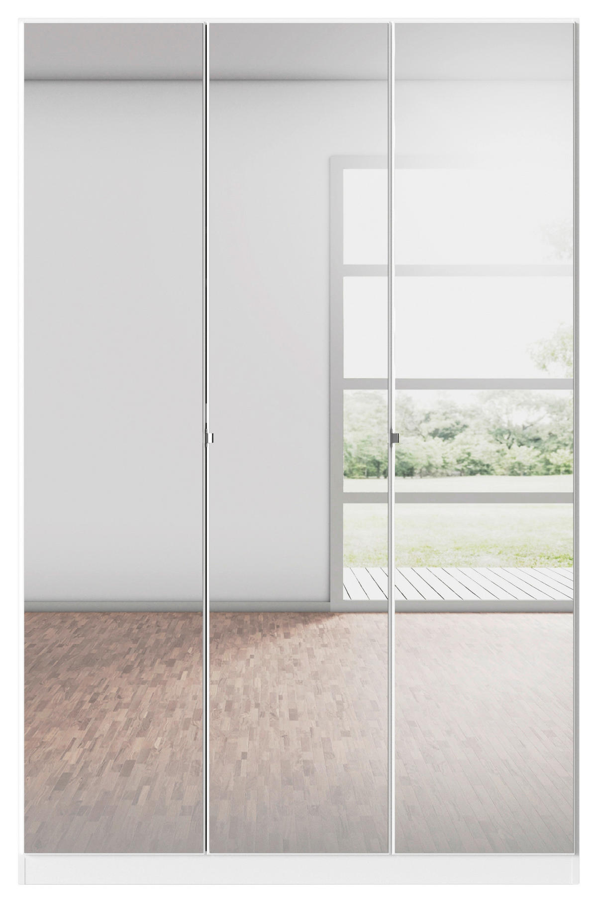 DREHTÜRENSCHRANK 136/210/54 cm 3-türig Weiß  - Chromfarben/Weiß, MODERN, Glas/Holzwerkstoff (136/210/54cm) - Rauch Möbel
