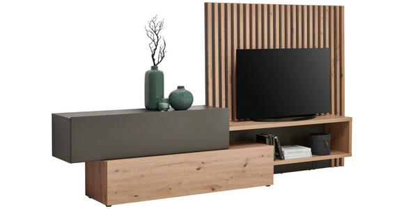 WOHNWAND in Grau, Eiche Artisan 288,5/152,5/42,5 cm - Eiche Artisan/Grau, MODERN, Holzwerkstoff (288,5/152,5/42,5cm) - Carryhome