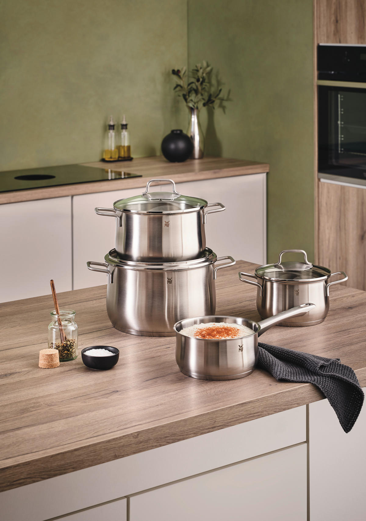 KOCHTOPFSET Brillant 4-teilig  - Edelstahlfarben, Basics, Glas/Metall - WMF