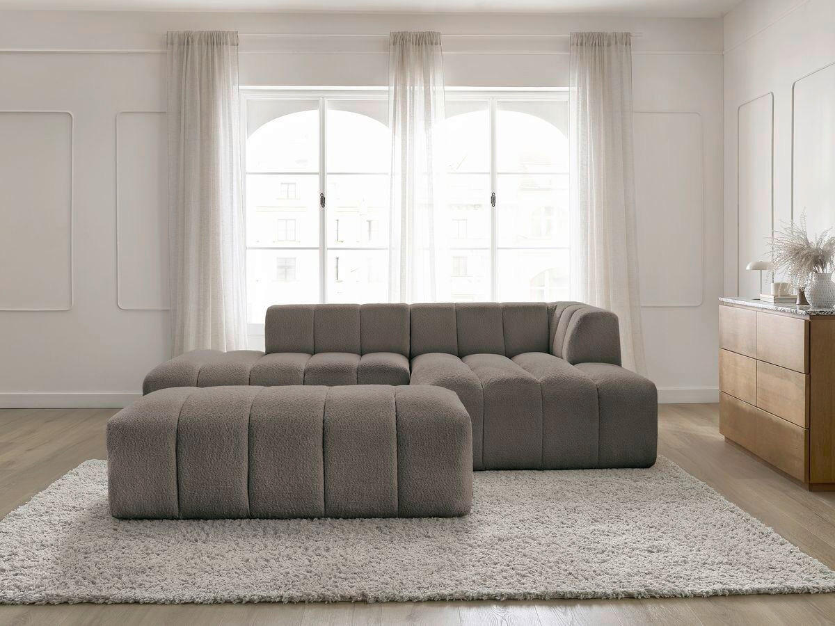 ECKSOFA  ANNECY Taupe Bouclé  - Taupe/Schwarz, MODERN, Kunststoff/Textil (262/170cm)