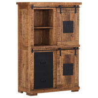 HIGHBOARD  in 95/145/45 cm  - Schwarz/Naturfarben, ROMANTIK / LANDHAUS, Holz/Metall (95/145/45cm) - Landscape
