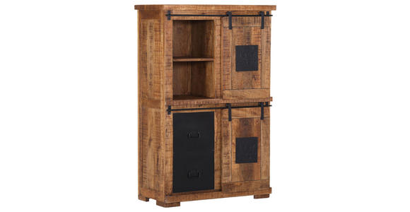 HIGHBOARD  in 95/145/45 cm  - Schwarz/Naturfarben, ROMANTIK / LANDHAUS, Holz/Metall (95/145/45cm) - Landscape