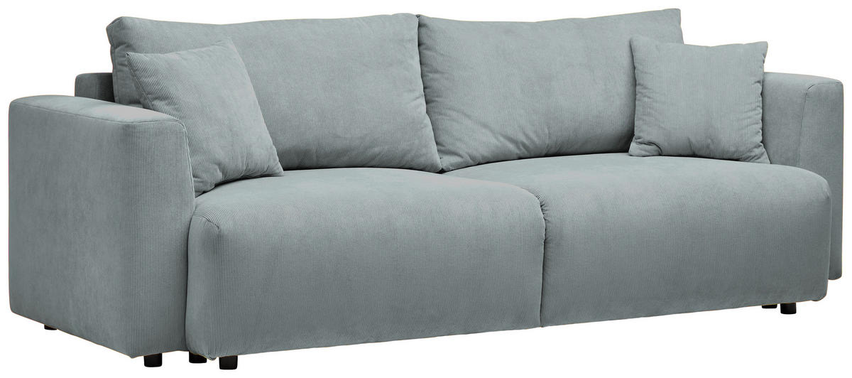 SCHLAFSOFA  mit Stoffauswahl, Schlafen auf Sitzhöhe, Rücken echt Cord Mintgrün  - Schwarz/Mintgrün, Design, Kunststoff/Textil (250/92/105cm) - Carryhome