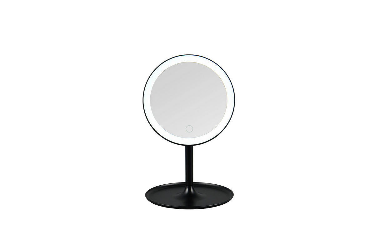 LEUCHTSPIEGEL 18/28,5/18 cm  - Schwarz, Basics, Glas/Kunststoff (18/28,5/18cm) - Milino
