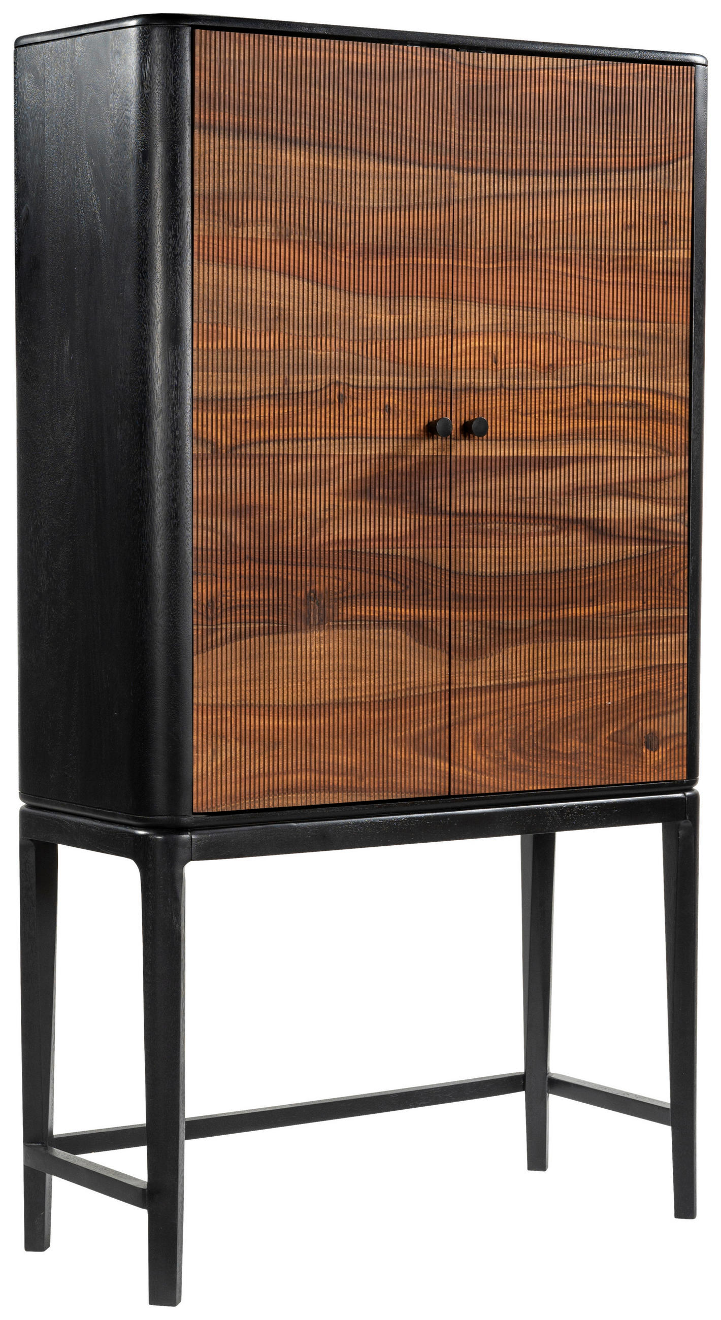 Ambia Home BARSCHRANK Schwarz, Sheesham 90cm × 40cm × 160cm