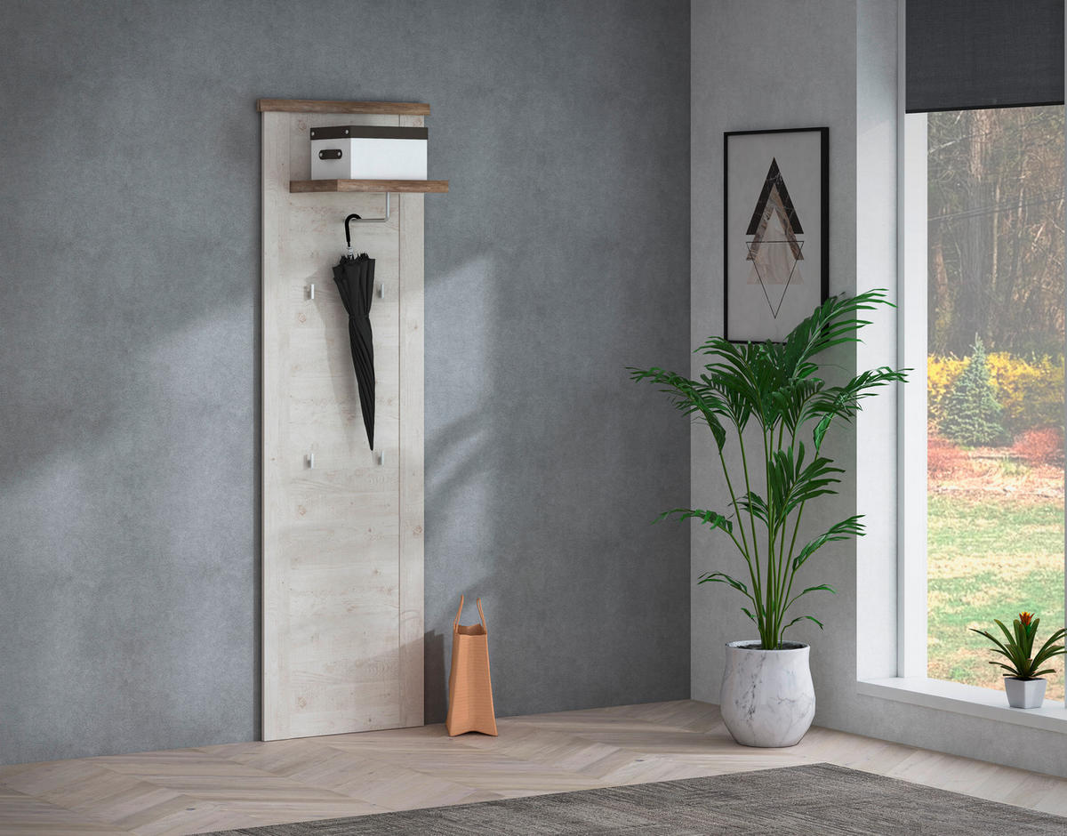 PANEL ZA ODLAGANJE KAPUTA  bela, boja hrasta, boja pinije   pločasti materijal  - boja hrasta/bela, Moderno, pločasti materijal (61,4/199,2/34,1cm) - Xora