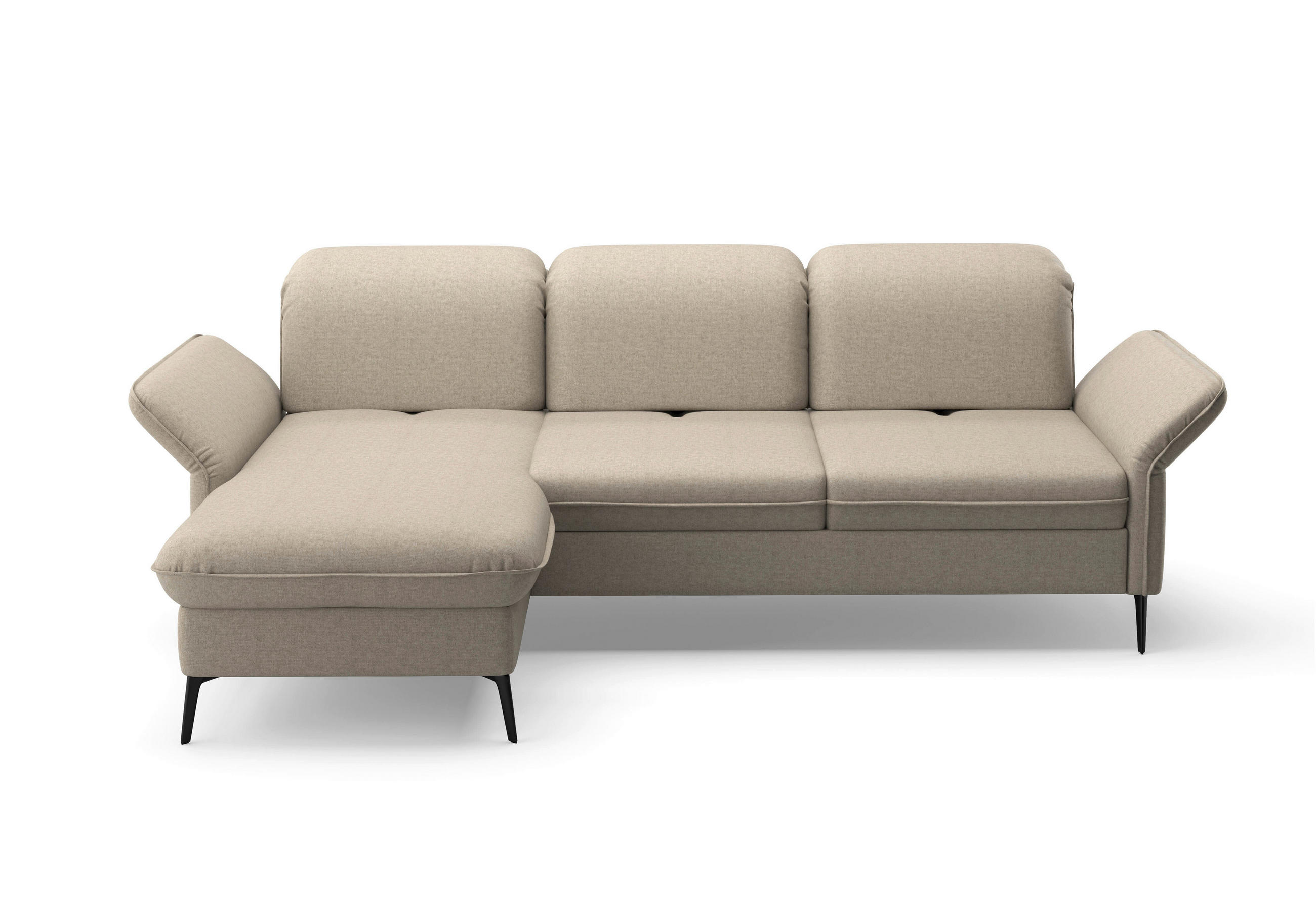 ECKSOFA Taupe Flachgewebe  - Taupe/Schwarz, KONVENTIONELL, Textil/Metall (198/264cm) - Sit & More