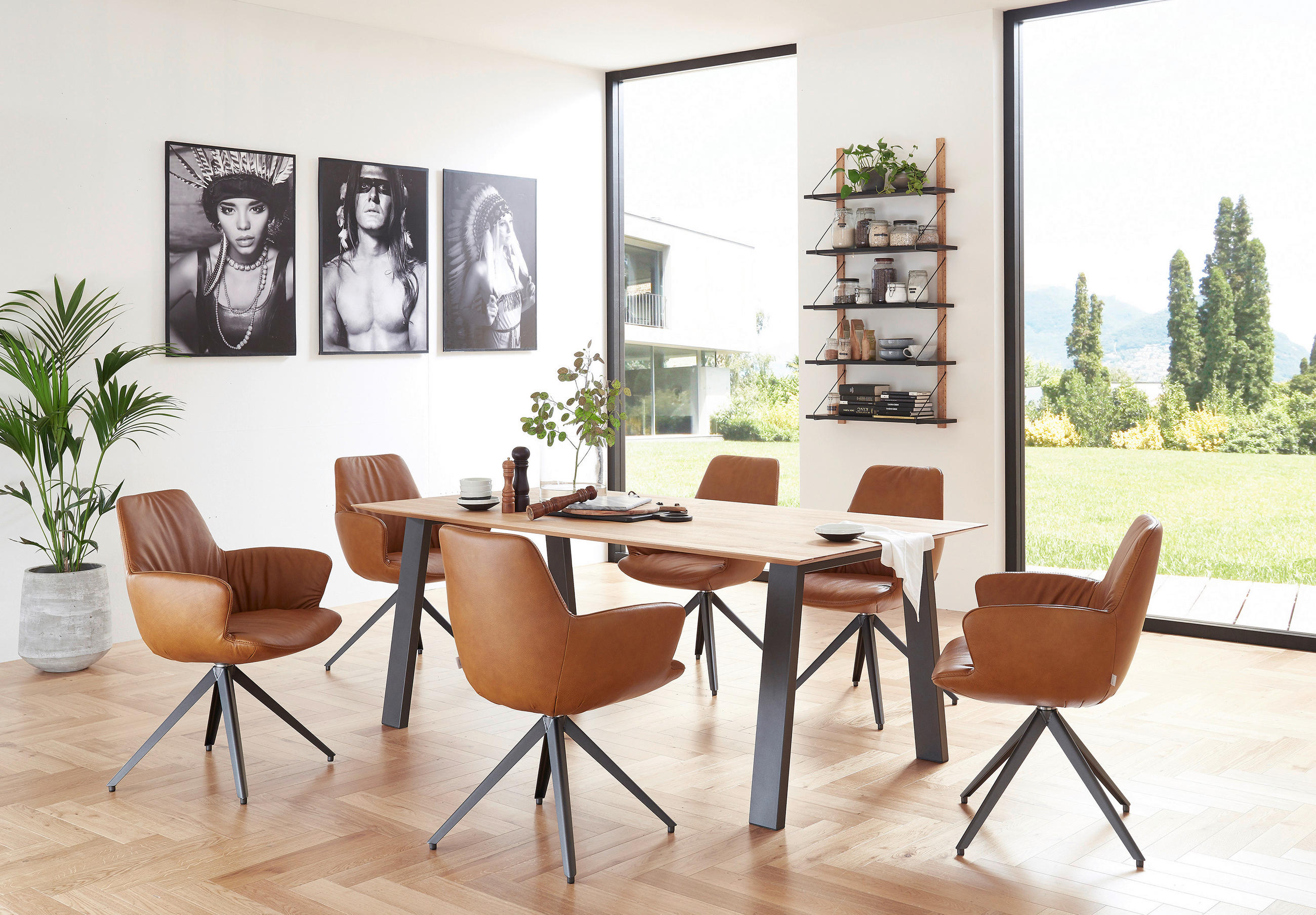 ARMLEHNSTUHL  in Echtleder gewachst  - Anthrazit/Bernsteinfarben, Design, Leder/Metall (60/87/62cm) - Bert Plantagie