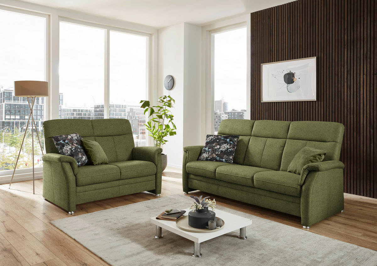 2-SITZER-SOFA Flachgewebe Grün  - Alufarben/Grün, Konventionell, Textil/Metall (142/100/89cm) - Beldomo Comfort