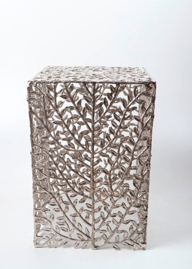 TABURET, kov, 33/49/33 cm - barvy niklu, Design, kov (33/49/33cm) - Ambia Home