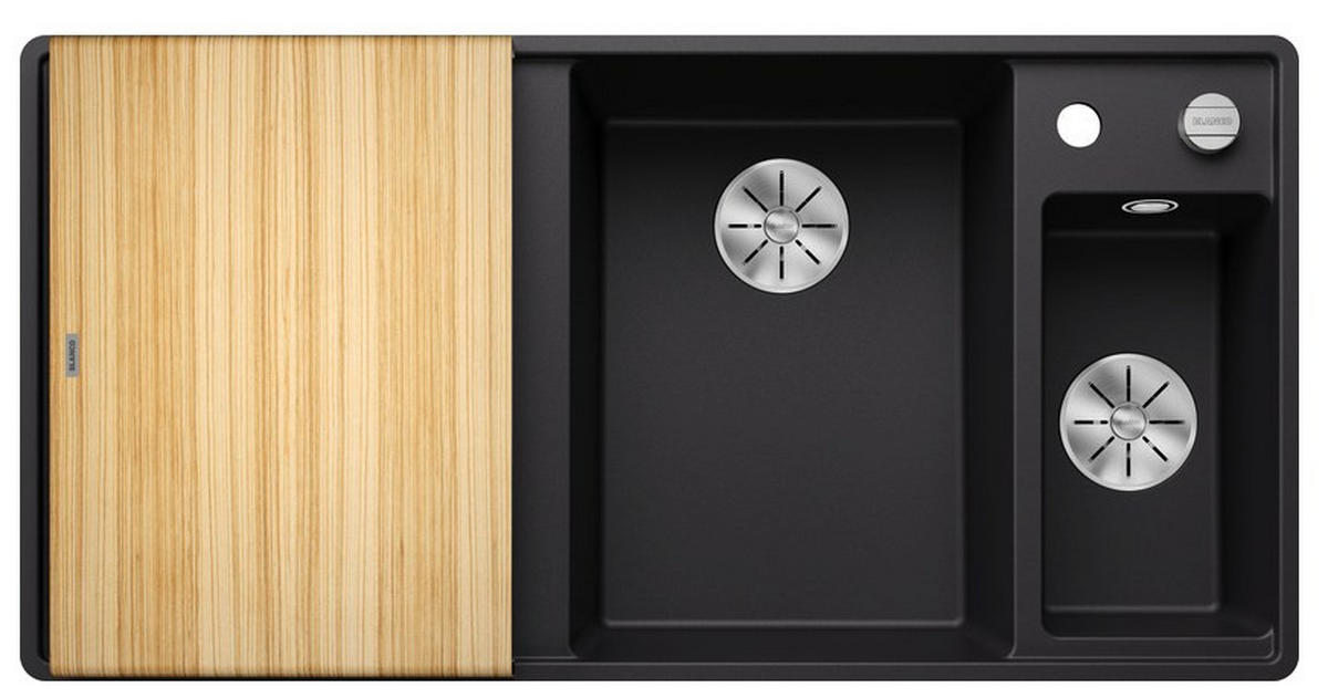 SPÜLE 525855  - Schwarz, Basics, Holz/Stein (99/19/50cm) - Blanco