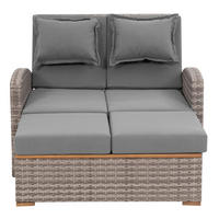 LOUNGEGARNITUR   117/93/74 cm Teakholz Stahl  - Grau, Basics, Holz/Textil (117/93/74cm) - Gardenson