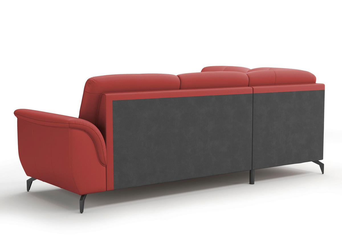 ECKSOFA in Vliesstoff Kombination Echtleder/Stoff Rot  212/244 cm  - Rot/Schwarz, MODERN, Leder/Textil (212/244cm) - Sit & More