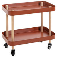SERVIERWAGEN Buche massiv Naturfarben, Rot, Buchefarben  - Rot/Buchefarben, MODERN, Holz/Metall (50/30/47cm)