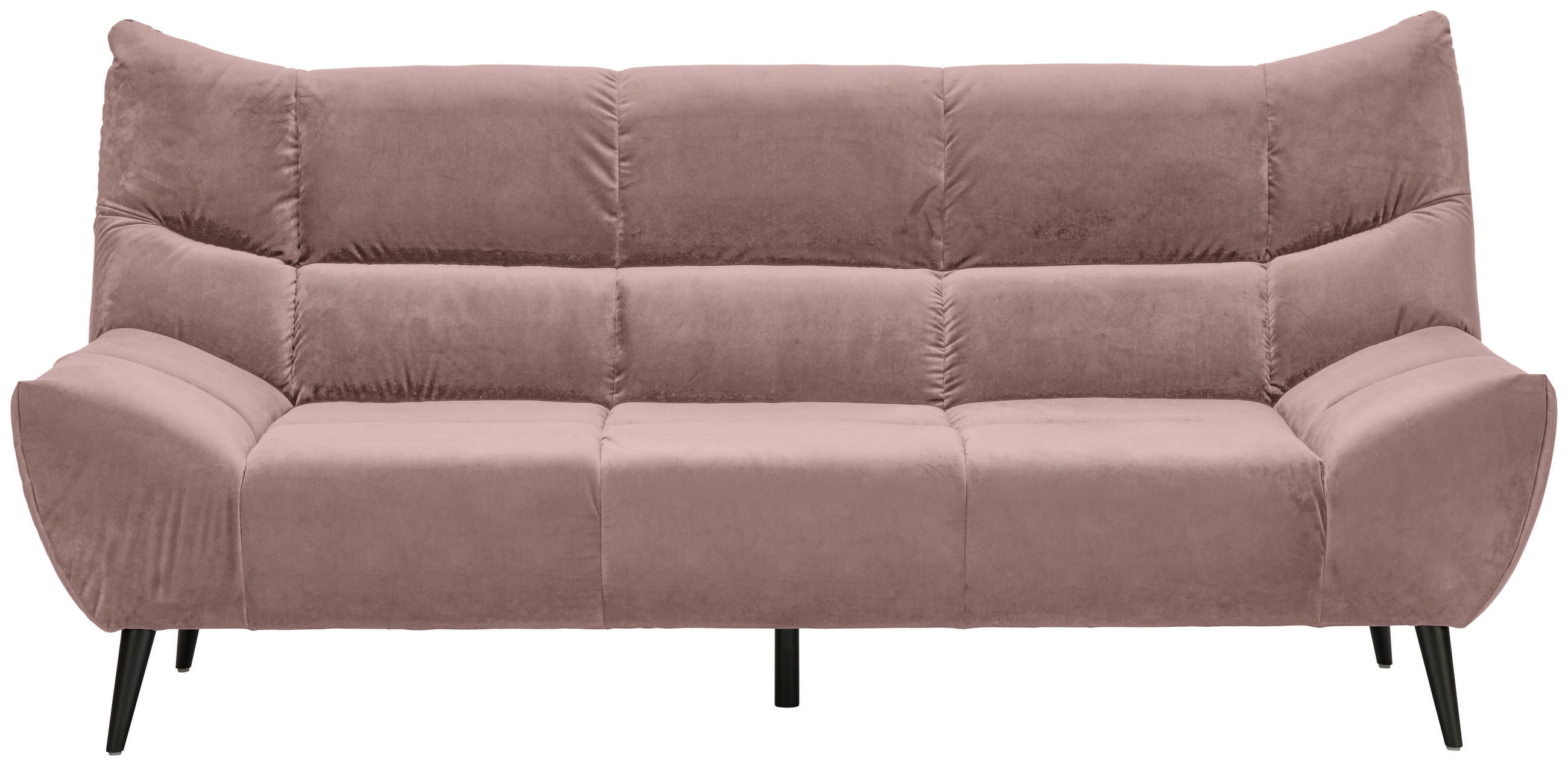 3-SITZER-SOFA in Mikrofaser Altrosa  - Schwarz/Altrosa, Design, Textil/Metall (222/106/99cm) - Xora
