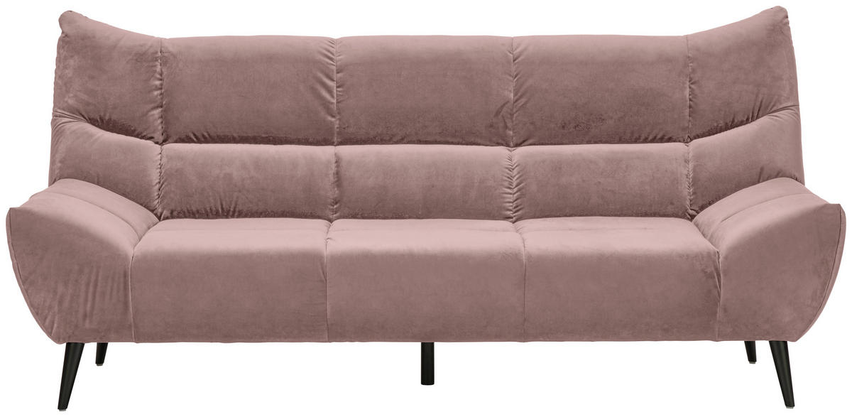 3-SITZER-SOFA in Mikrofaser Altrosa  - Schwarz/Altrosa, Design, Textil/Metall (222/106/99cm) - Xora
