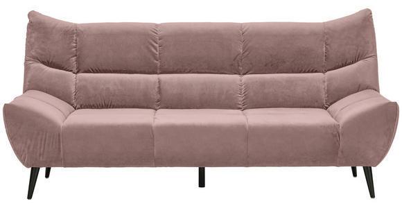 3-SITZER-SOFA in Mikrofaser Altrosa  - Schwarz/Altrosa, Design, Textil/Metall (224/106/101cm) - Xora