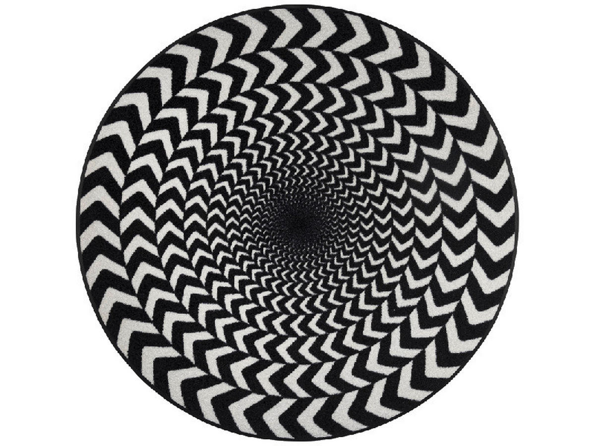 COVOR CU ȚESĂTURĂ PLATĂ Optical Love  - alb/negru, Design, plastic/textil (115cm) - wash+dry