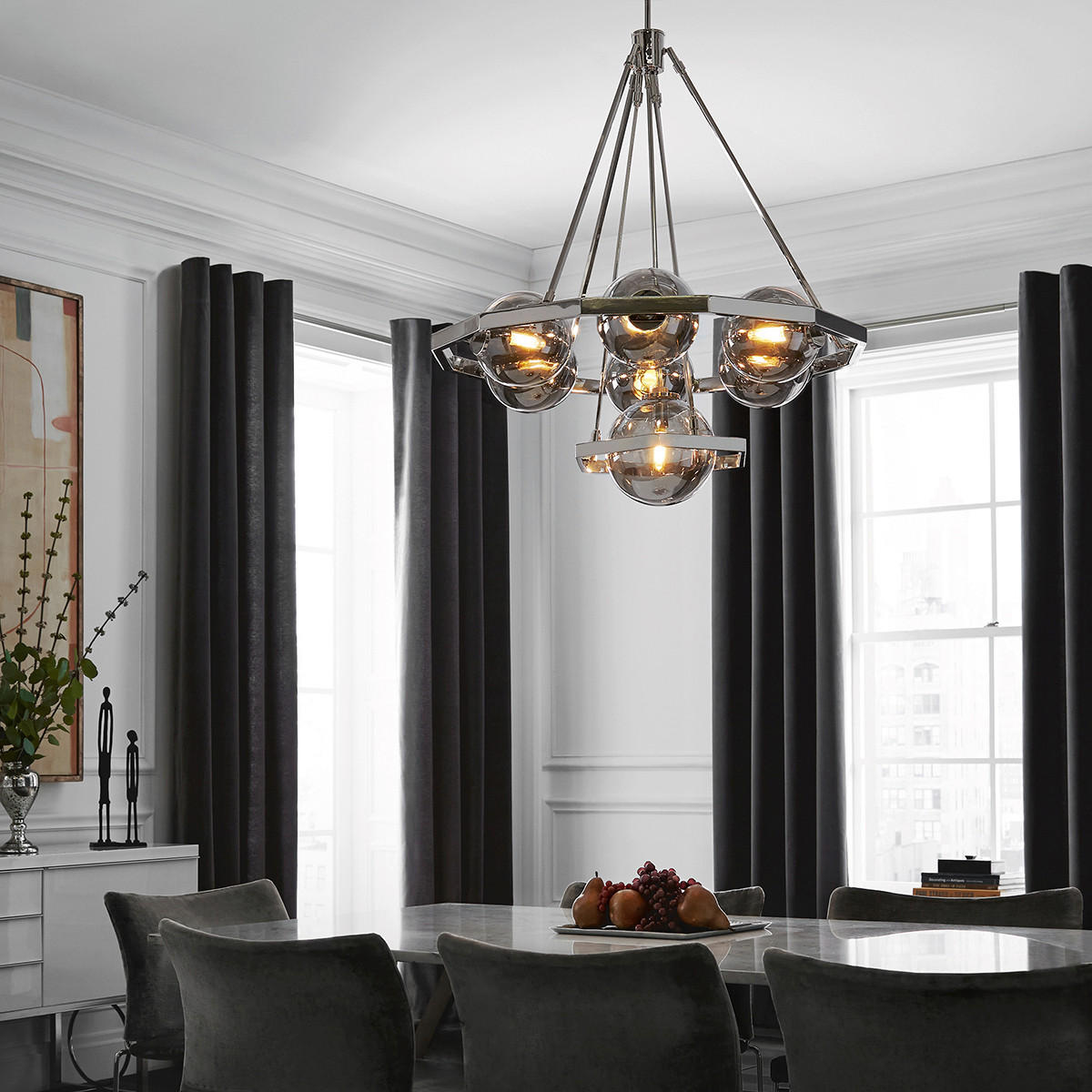 TAKKRONA Harper 81,3/100,3 cm  - nickelfärgad, Design, metall/glas (81,3/100,3cm) - Elstead Lighting