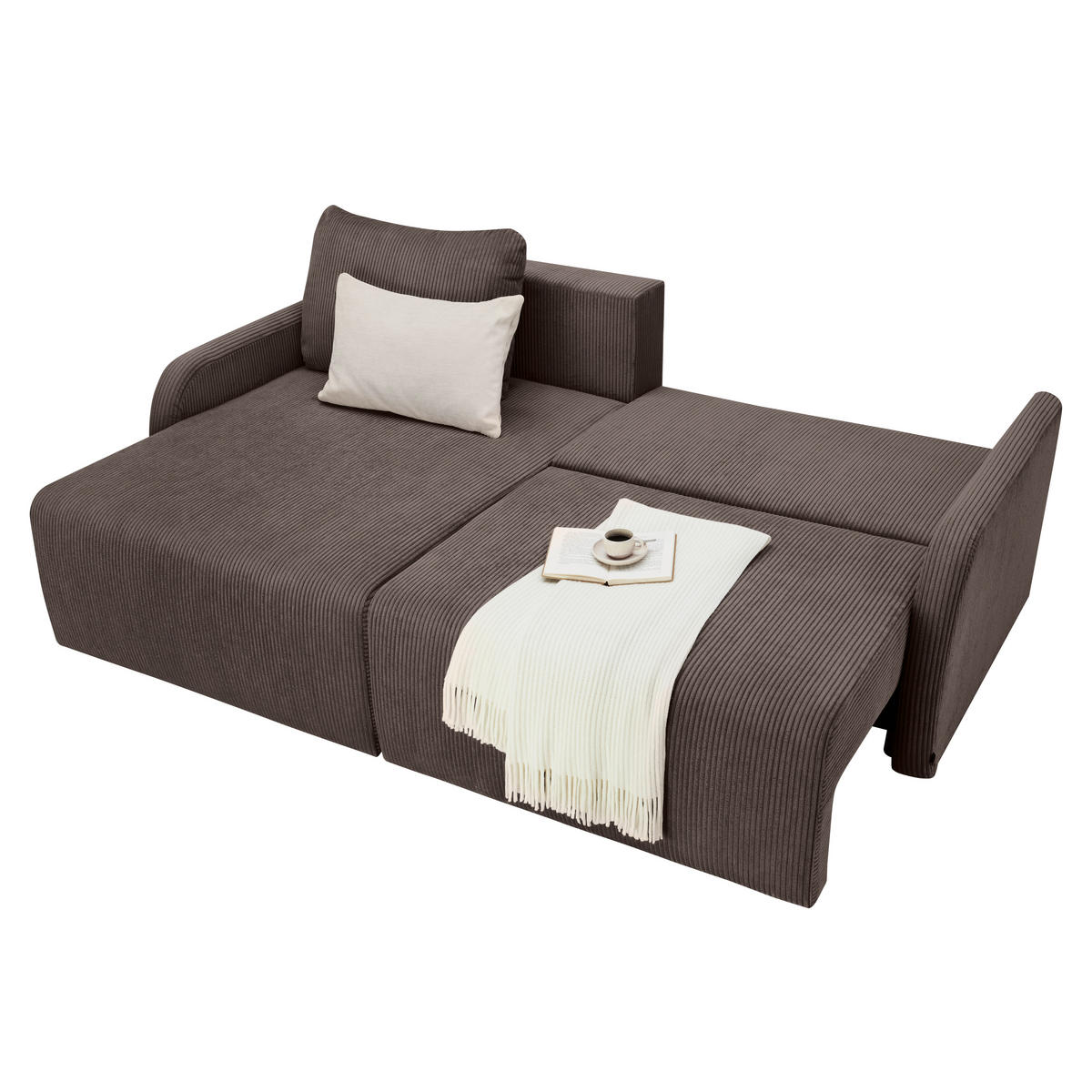 ECKSOFA in Cord Braun  - Schwarz/Braun, Konventionell, Kunststoff/Textil (217/146cm) - Carryhome