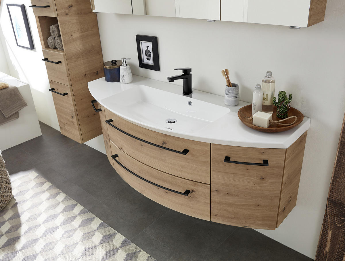 BADEZIMMER  in 141 cm  - Eichefarben, Konventionell, Glas/Holzwerkstoff (141cm) - Sadena