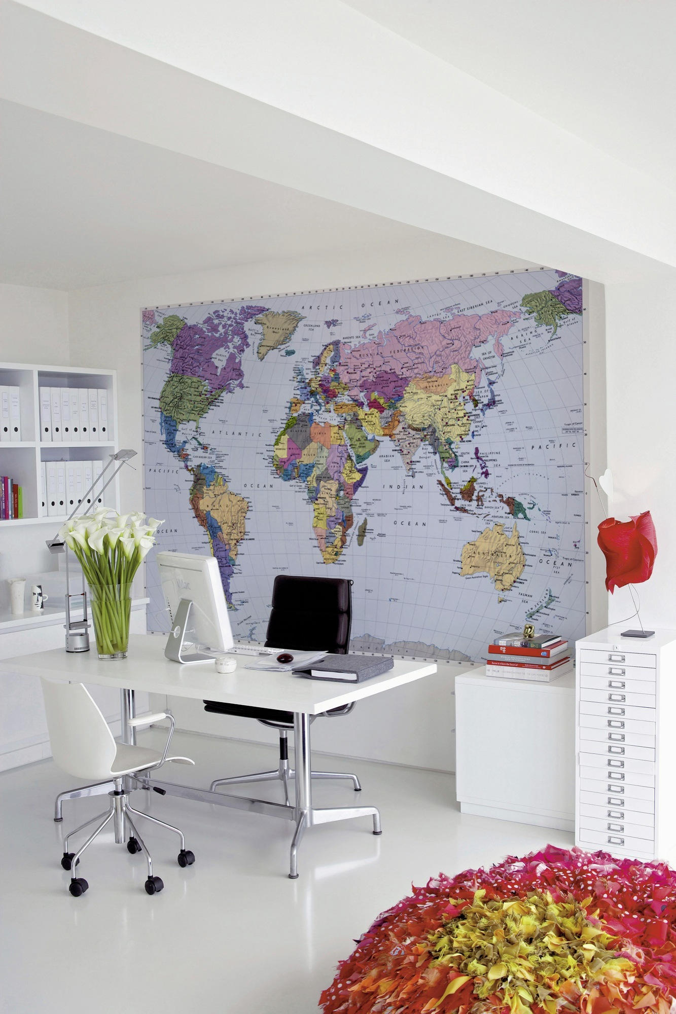 FOTOTAPETE World Map  - Multicolor/Hellblau, Natur, Papier (254/184cm) - Komar