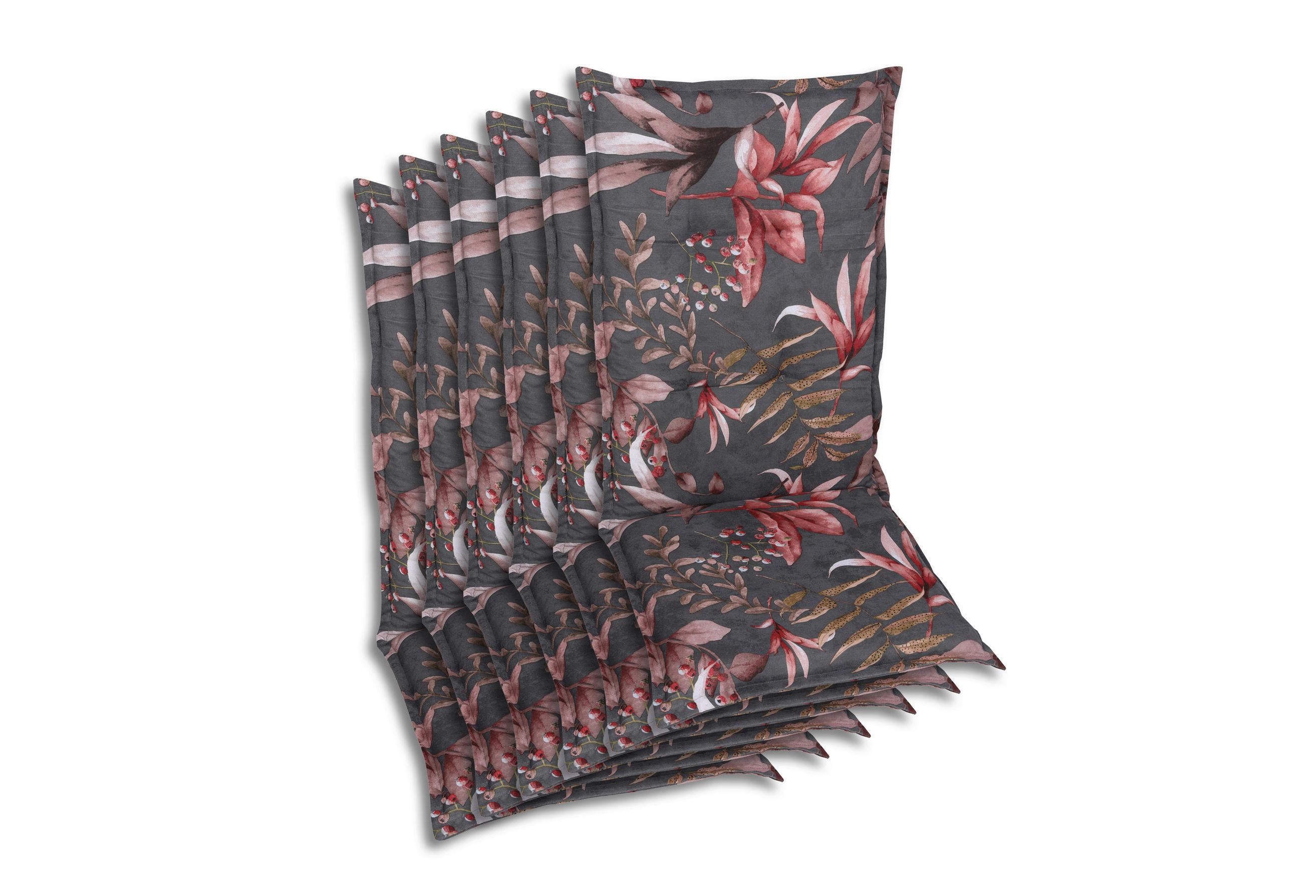 SESSELAUFLAGENSET Blätter  - Anthrazit/Braun, Basics, Textil (50/7/120cm)