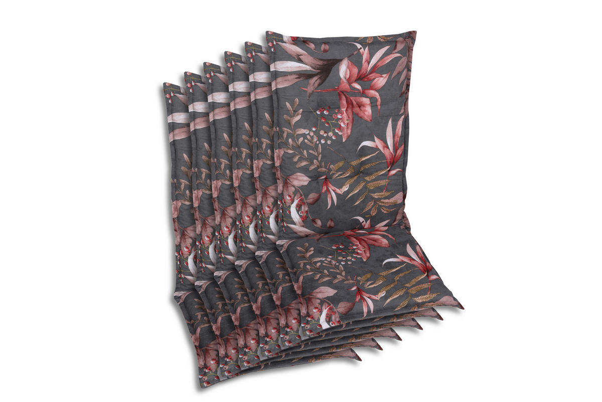 SESSELAUFLAGENSET Blätter  - Anthrazit/Braun, Basics, Textil (50/7/120cm)