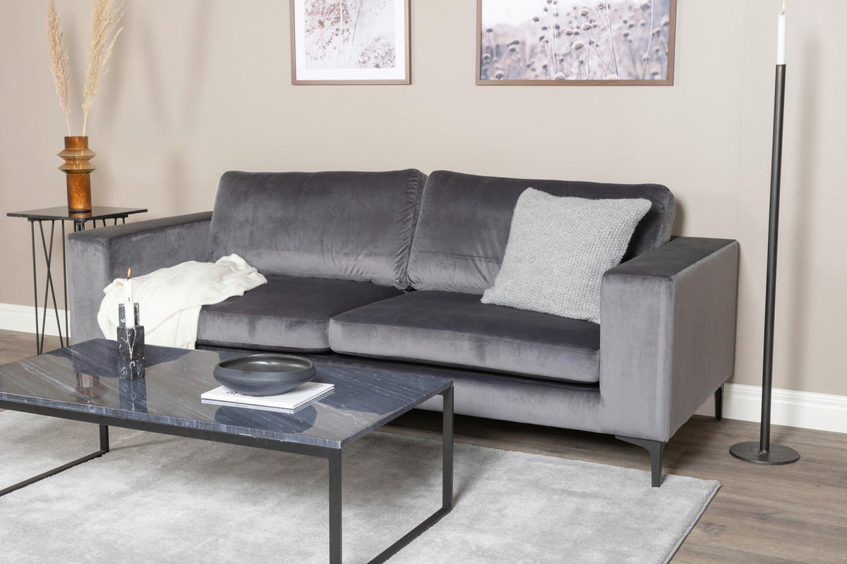 2-SITZER-SOFA Schwarz, Dunkelgrau  - Dunkelgrau/Schwarz, Design, Kunststoff/Textil (215/84/88cm) - Livetastic