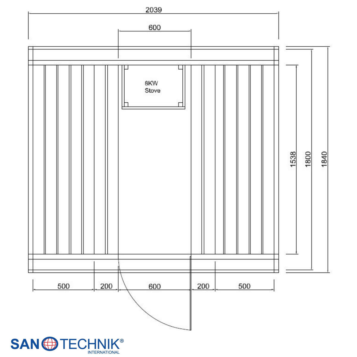 SAUNA für 6 Personen Hanko  - Fichtefarben, KONVENTIONELL, Holz (210/180/210cm) - Sanotechnik